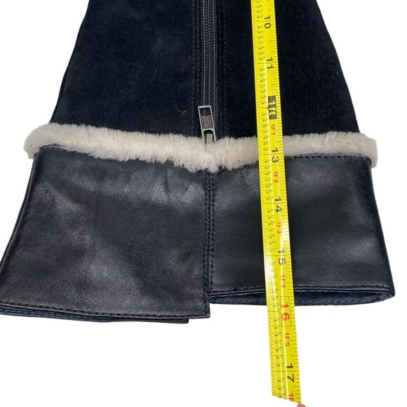 UGG Women’s Raya Black Suede Sheepskin Trimmed Riding Boot Size US 7.5 - Picture 11 of 14